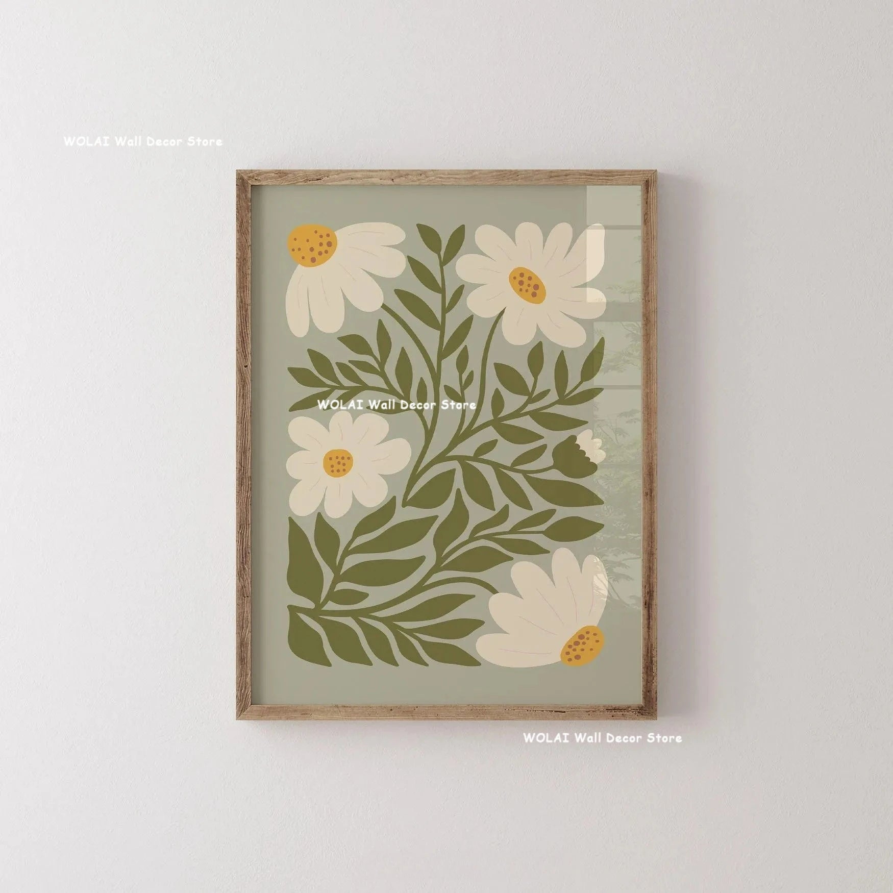 Abstract Moody Plant Art Canvas Print Mid-century Modern Beige Black Floral Line Wall Art Posters for Living Room Home Decor