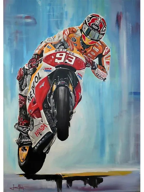 Valentino Rossies Motorcycle Racer Poster Sports Car Racer Portrait Prints Canvas Painting Wall Art for Home Living Room Decor