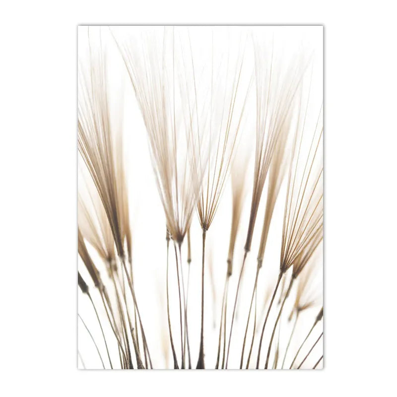 Nordic Beige Dandelion Painting Poster Reed Canvas Art Print Flower Posters Bunny Tail Grass Wall Art Picture Living Room Decor