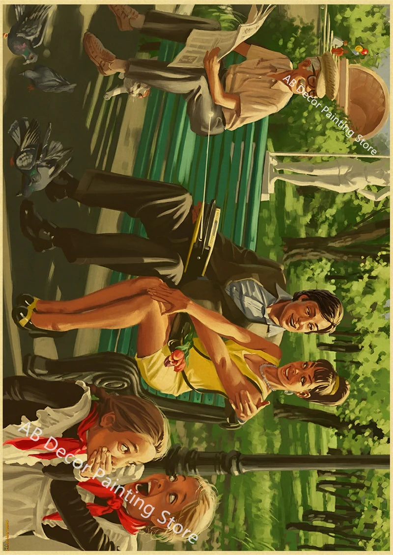 Vintage Stalin USSR CCCP Poster Poster Aesthetic Prints and Posters Wall Art Retro Painting Home Room Cafe Club Dorm Wall Decor