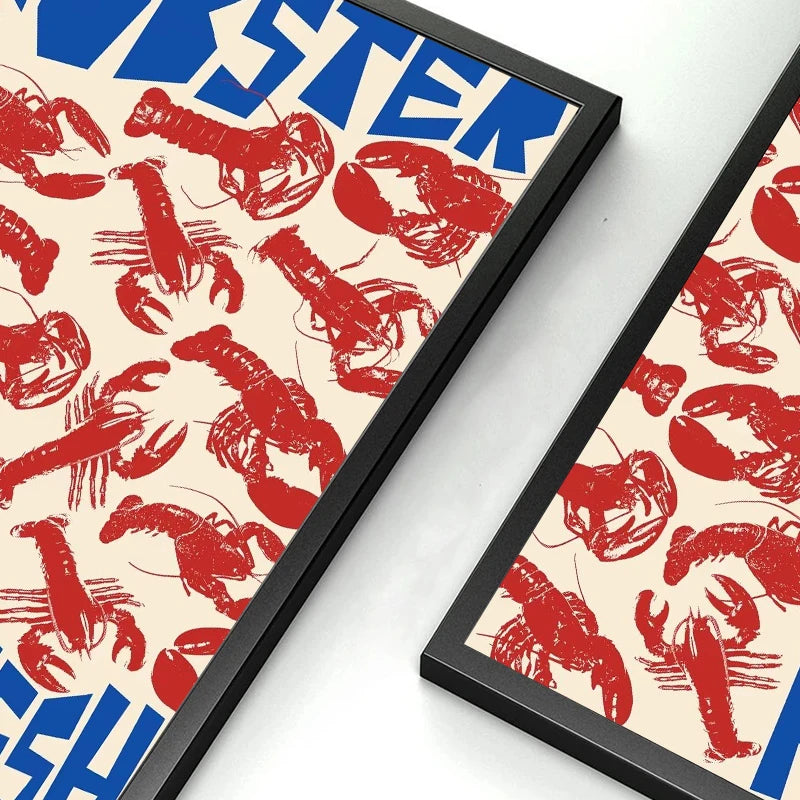 Colorful Sardine Lobster Crab Fish Ocean Animal Poster Canvas Painting Vintage Wall Art For Kitchen Living Room Home Decoration