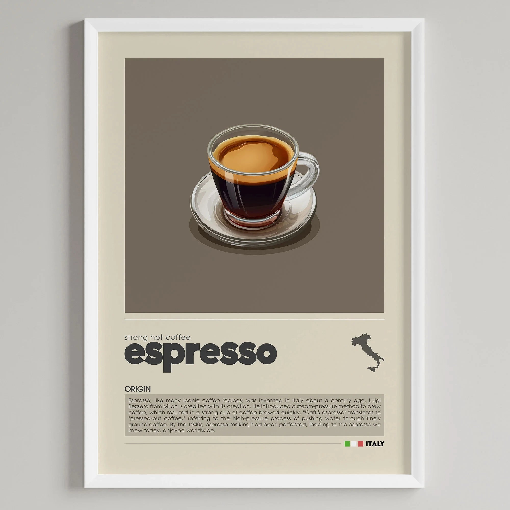 Minimalist Coffee Art Poster, Flat White,Macchiato,Latte,American Coffee Canvas Painting, Cafe Illustration,Dining Room Decor