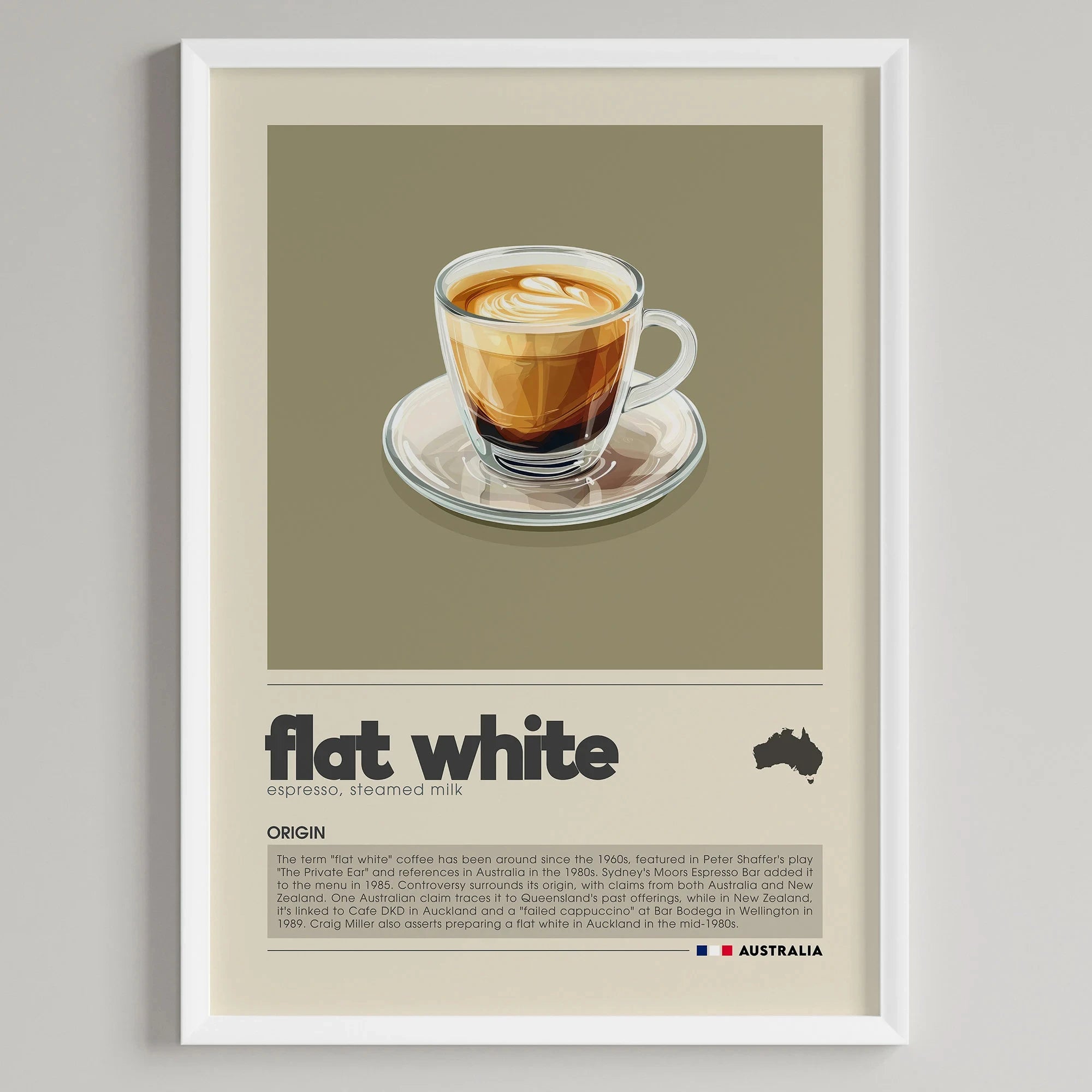 Minimalist Coffee Art Poster, Flat White,Macchiato,Latte,American Coffee Canvas Painting, Cafe Illustration,Dining Room Decor