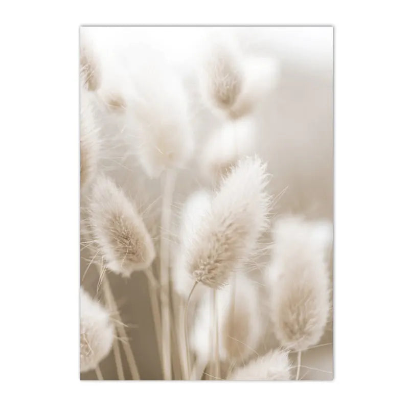 Nordic Beige Dandelion Painting Poster Reed Canvas Art Print Flower Posters Bunny Tail Grass Wall Art Picture Living Room Decor