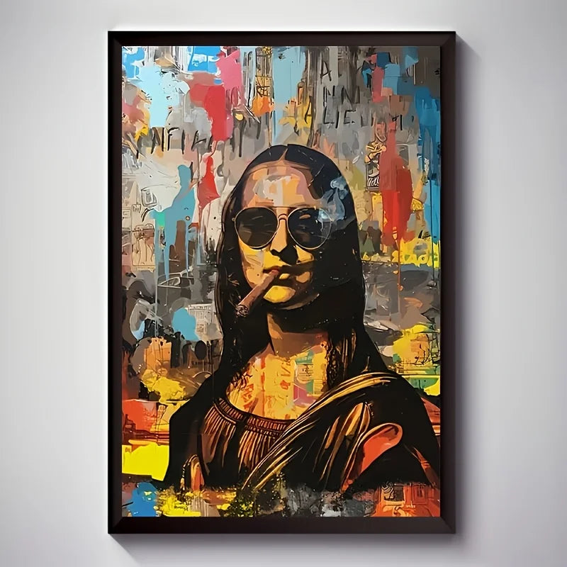 Interesting Mona Lisa Creative Watercolor Canvas Painting Graffiti Funny Posters Wall Art Picture Living Room Home Decor Gifts