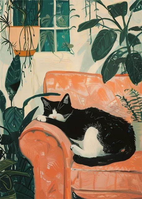 Funny Cat on Toilet Wall Art Cat Reading Newspaper Canvas Posters Print Picture for Home Bathroom Living Room Decor No Frame