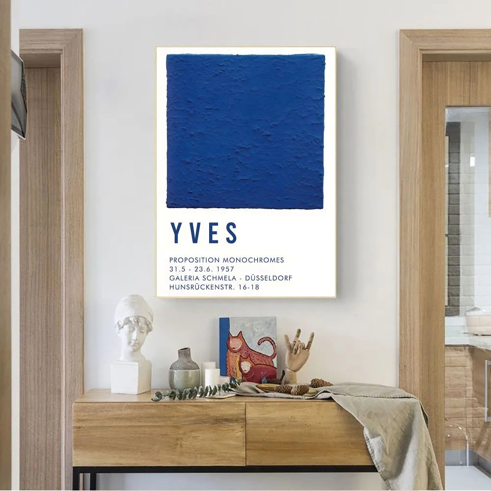 Abstract Klein Blue Simple Poster Wall Art Posters Vintage Canvas Prints Poster for Home Decoration Living Room Bedroom Decor