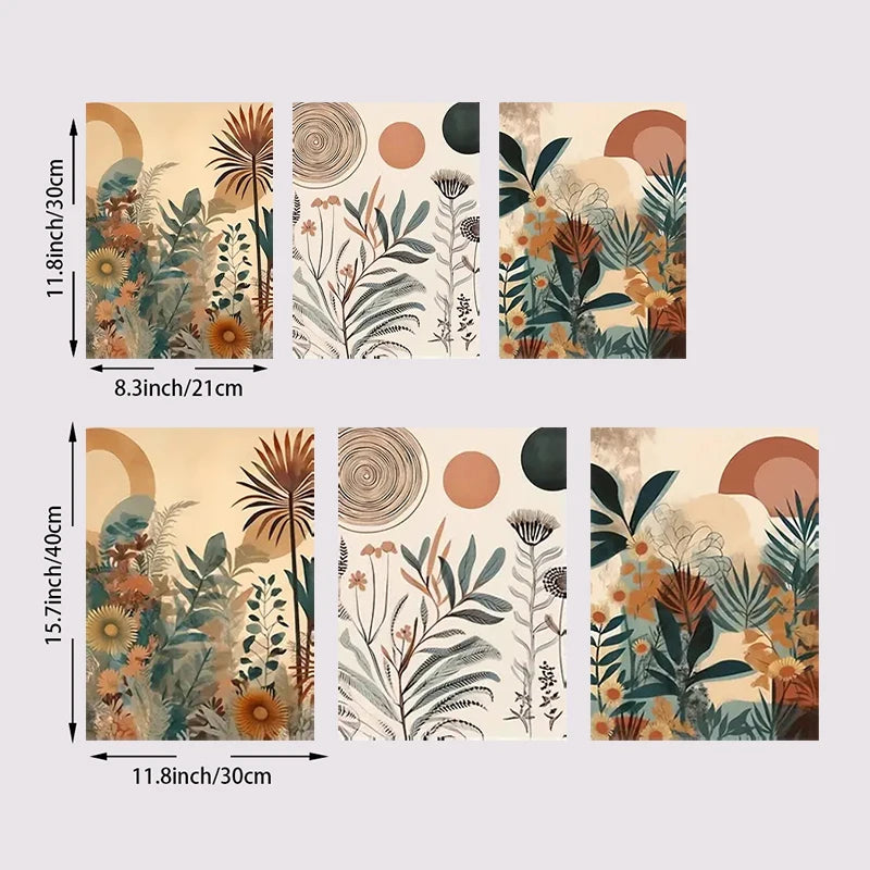 3pcs Canvas Poster Modern Art Boho Floral Posters Century Mid Modern Wall Art Ideal Gift for Bedroom Living Room Corridor Decor