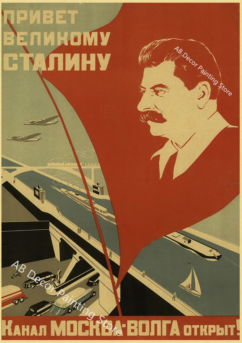 Vintage Stalin USSR CCCP Poster Poster Aesthetic Prints and Posters Wall Art Retro Painting Home Room Cafe Club Dorm Wall Decor