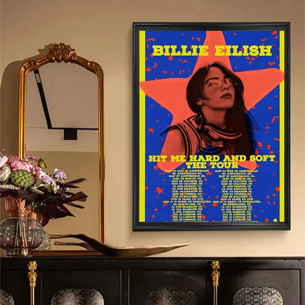 1pc Hit Me Hard and Soft B-BillieS Vintage Posters Sticky Retro Kraft Paper Sticker DIY Room Bar Cafe Kawaii Room Decor