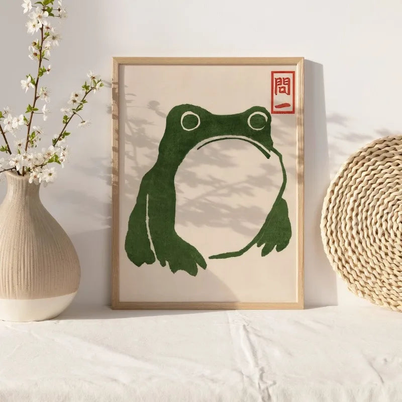 Japanese Matsumoto Hoji Ukiyo-e Frog Canvas Paintings Vintage Frog Poster Wall Art Print Picture for Living Room Home Decor