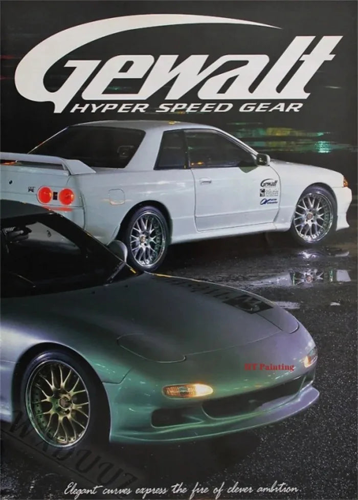 80S Retro Japanese Cars GTR JDM Racing Magazine Cover Pictures for Room Living Canvas Painting Print Art Home Wall Decor Posters